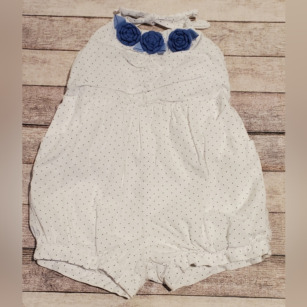 Janie and Jack Seaside Glamour Crochet Flower Dot Halter Romper Girls Size 5